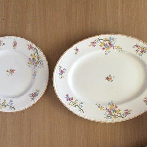 Vintage MYOTT Staffordshire England lot of two plates oval serving & round